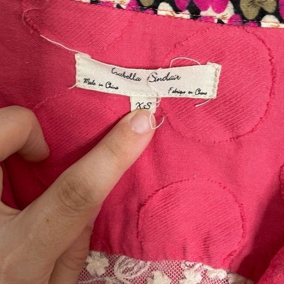 Anthropologie Isabella Sinclair Pink Polka Dot Blouse XS - Picture 2 of 6